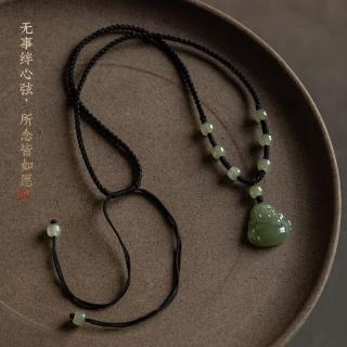 楚薇薇晴水和田玉弥勒佛大肚佛像笑佛吊坠新疆玉石锁骨项链男女礼 高
