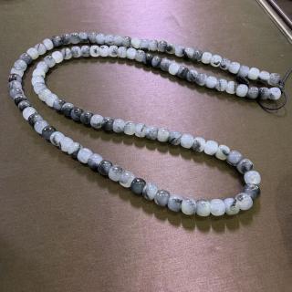 和田玉籽料青花老型佛珠链随拍